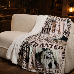 Luffy Blanket — AI-generated product image, draped over a sofa
